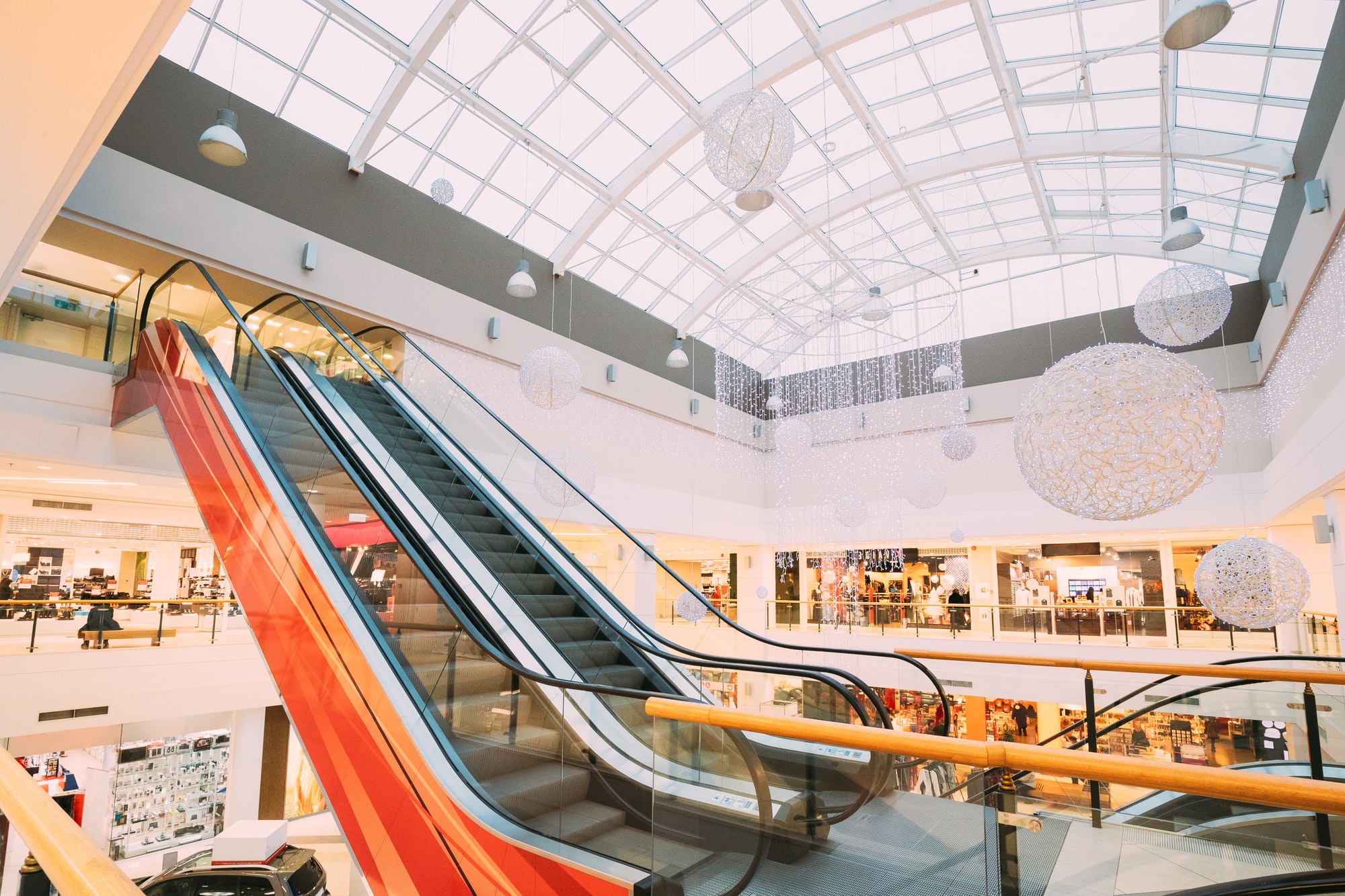 escalator in modern shopping mall shopping centre